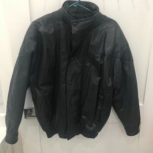 Italian Leather Bomber Jacket Black